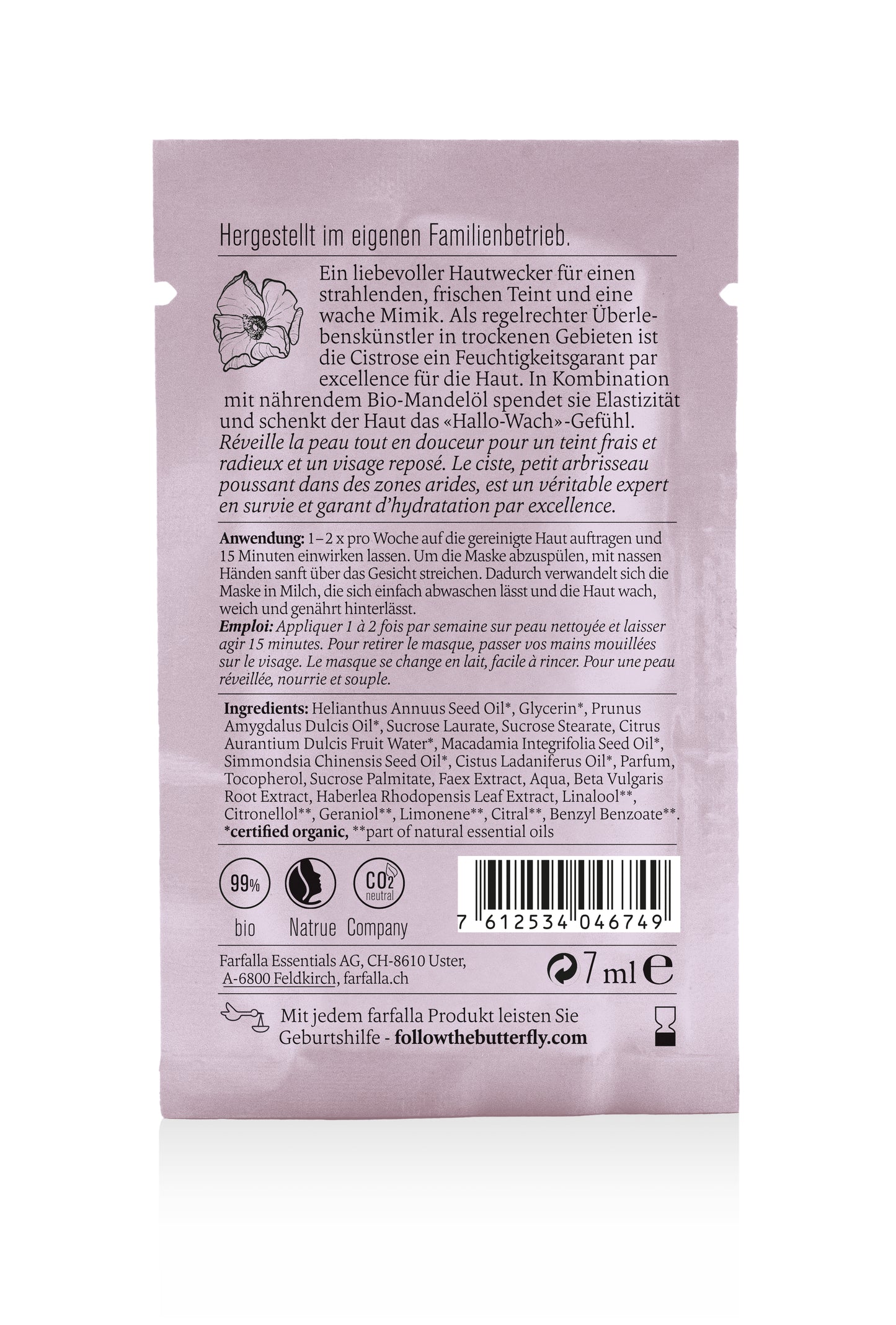 Farfalla Cistrose Für jede Haut SOS Anti-Müdigkeitsmaske 7 ml