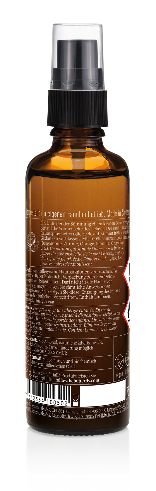 Farfalla – Lebensfreude, Bergamotte, Lebensfreude Bio-Raumspray, 75 ml