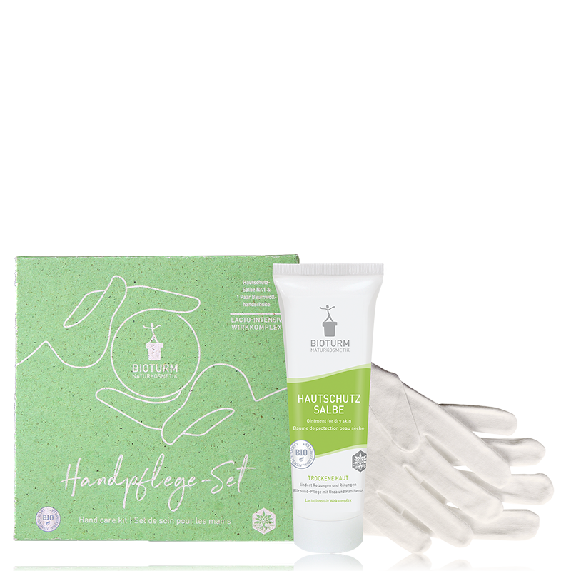 hautschutz handschuhe Bioturm Handpflege-Set 50 ml + Handschuhe – die Naturcosmetic
