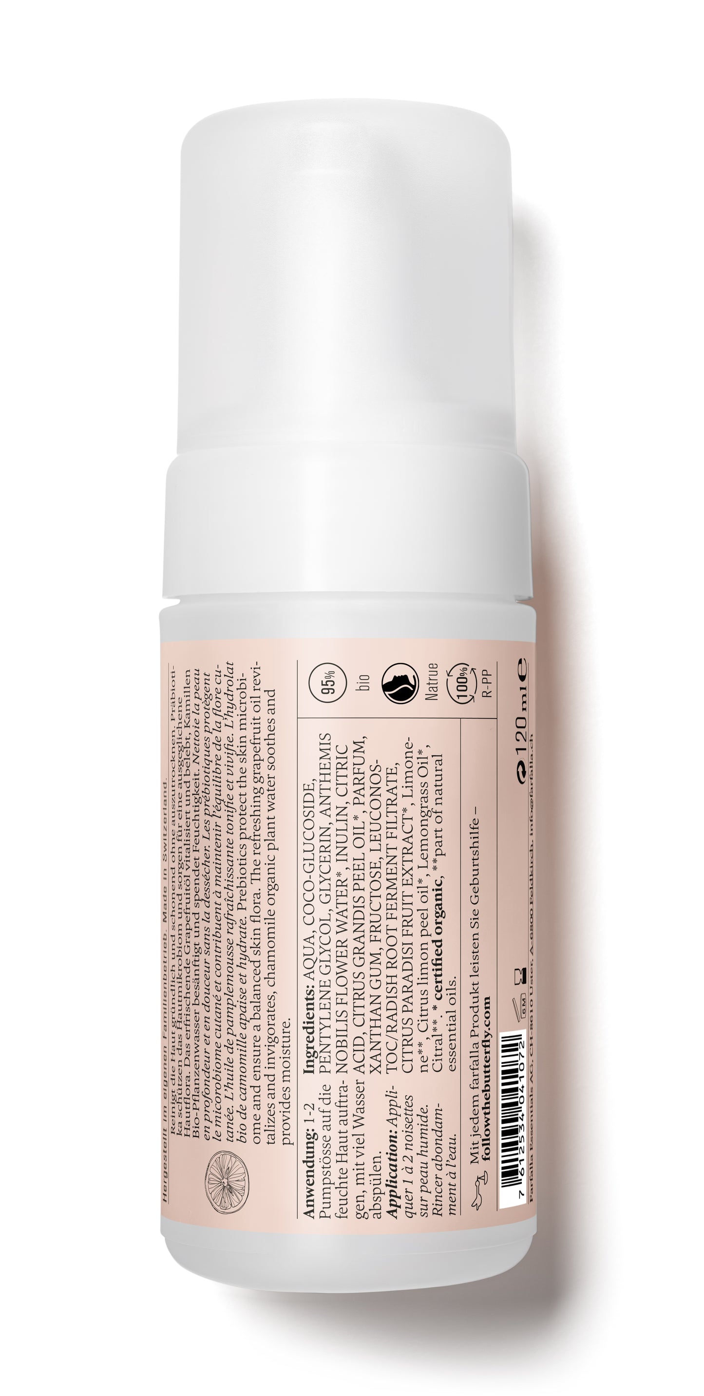 Grapefruit Soft Cleansing Foam, Cleansing Prebio, 120ml - Rückansicht
