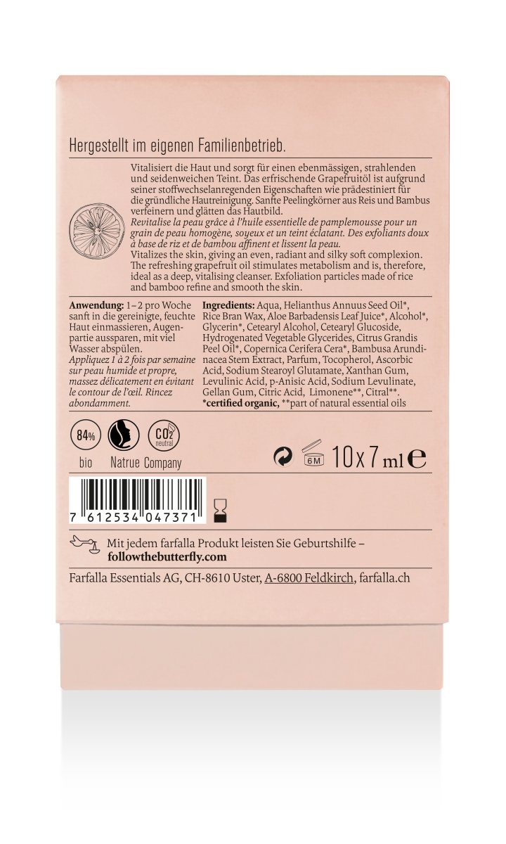 Farfalla Grapefruit Reinigung, Sanftes Peeling, Tray/Spender (10 x 7 ml) - Farfalla