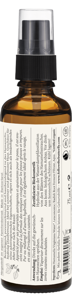 Farfalla – Hamamelis Bio-Pflanzenwasser, beruhigend, 75 ml - Farfalla