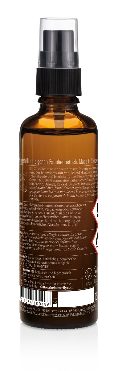 Farfalla – Lebensfreude, Vanille-Mandarine, Glücksmomente Bio-Raumspray, 75 ml - Farfalla