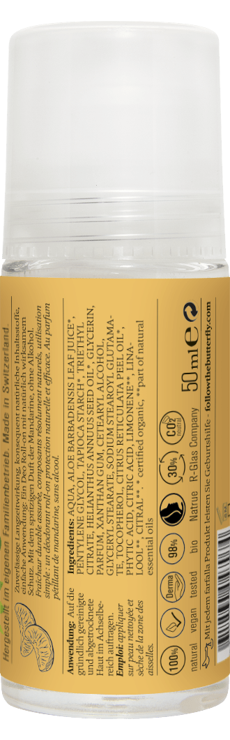 Farfalla – Mandarine, Zitrusfrischer Deo Roll-on, 50 ml - Farfalla