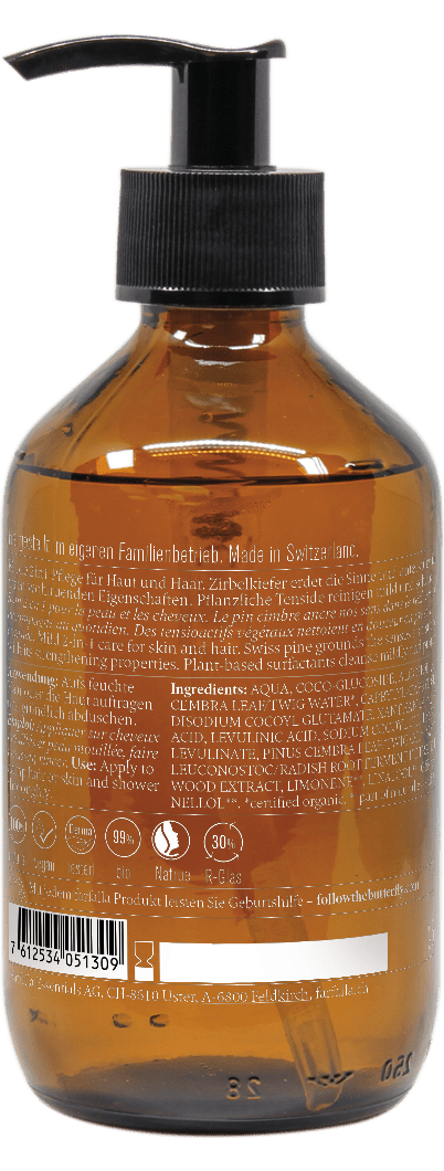 Farfalla Swiss Pine Natural Shower & Shampoo, 250ml - Farfalla