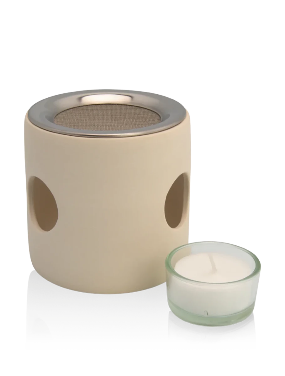Farfalla – Zylinder Räucherstövchen beige, mit Sieb - Farfalla