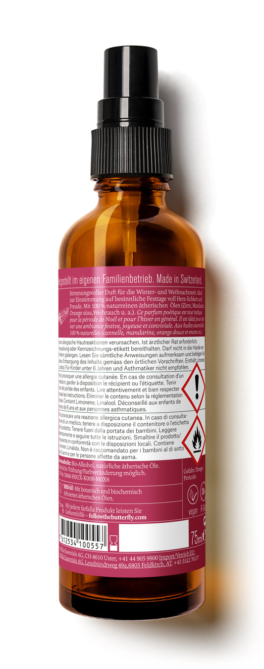Farfalla – Weihnachtsstern, Zimt, Festlicher Bio-Raumspray, 75 ml