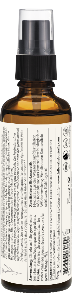 Farfalla – Kornblume Bio-Pflanzenwasser, beruhigend, 75 ml
