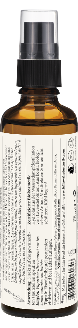 Farfalla – Lavendelblüte Bio-Pflanzenwasser, after sun, 75 ml
