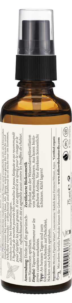 Farfalla – Pfefferminze Bio-Pflanzenwasser, Feuchtigkeit, 75 ml