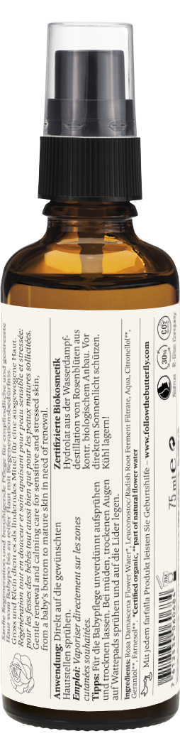 Farfalla – Rosenblüte Bio-Pflanzenwasser, regenerierend, 75 ml