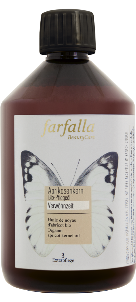 Farfalla – Aprikosenkern Bio-Pflegeöl, Verwöhnzeit, 500 ml