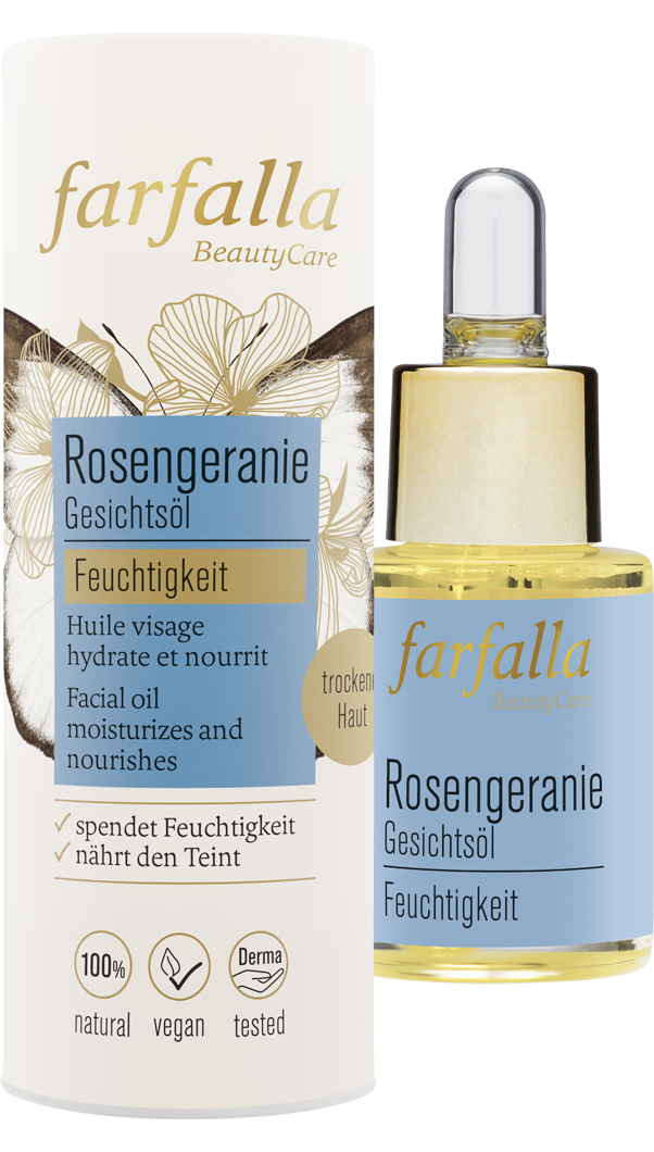 Farfalla – Gesichtsöl Rosengeranie, Feuchtigkeit, 15 ml