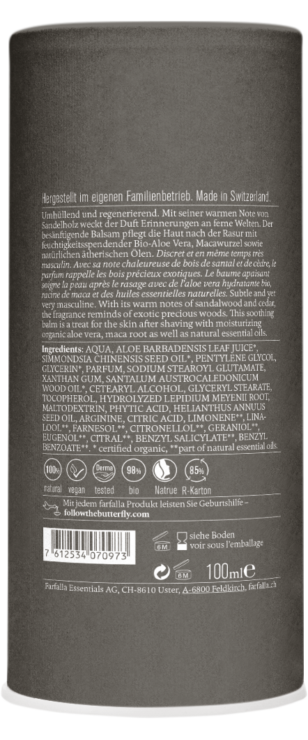 Farfalla Natural Aftershave Balm Sandalwood, 100ml