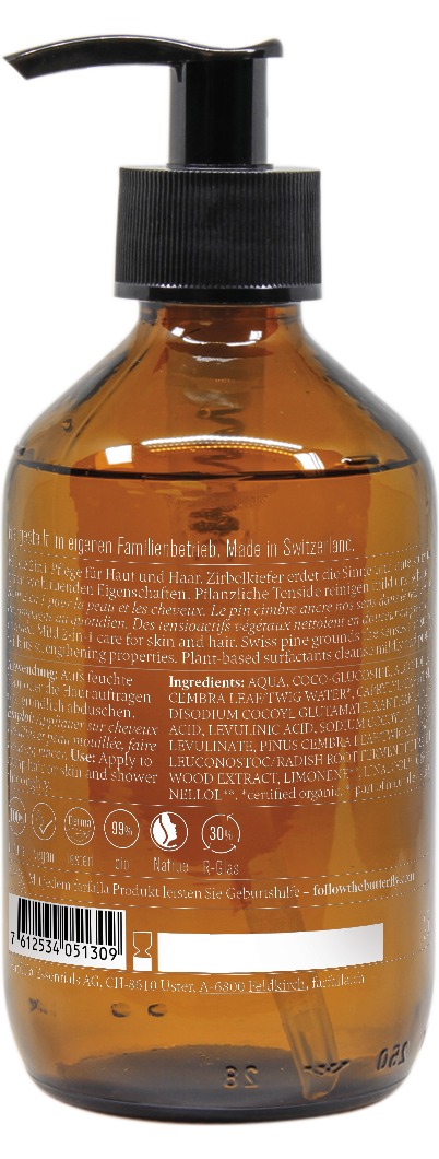 Farfalla Swiss Pine Natural Shower & Shampoo, 250ml