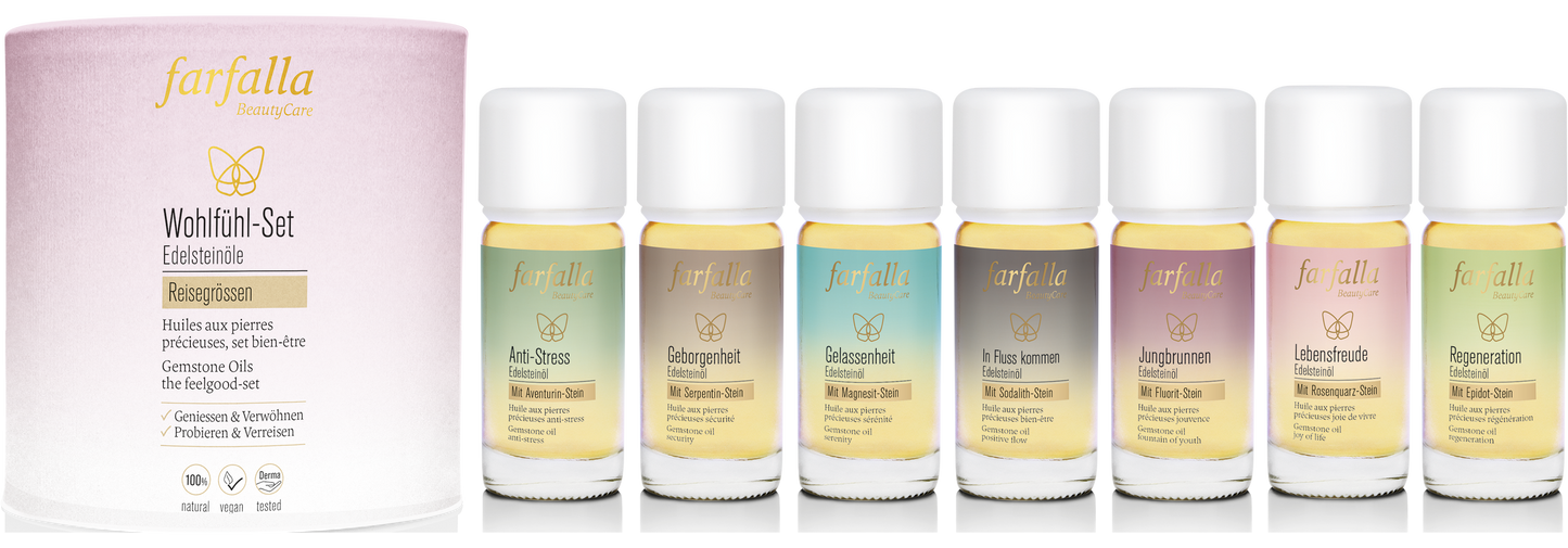Farfalla Edelsteinöle Wohlfühl-Set, 7x 10 ml