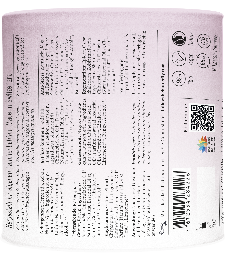 Farfalla Edelsteinöle Wohlfühl-Set, 7x 10 ml