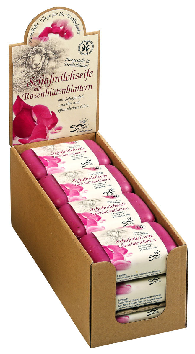 Saling Schafmilchseife Rosenblütenblätter pink 100 g - die Naturcosmetic