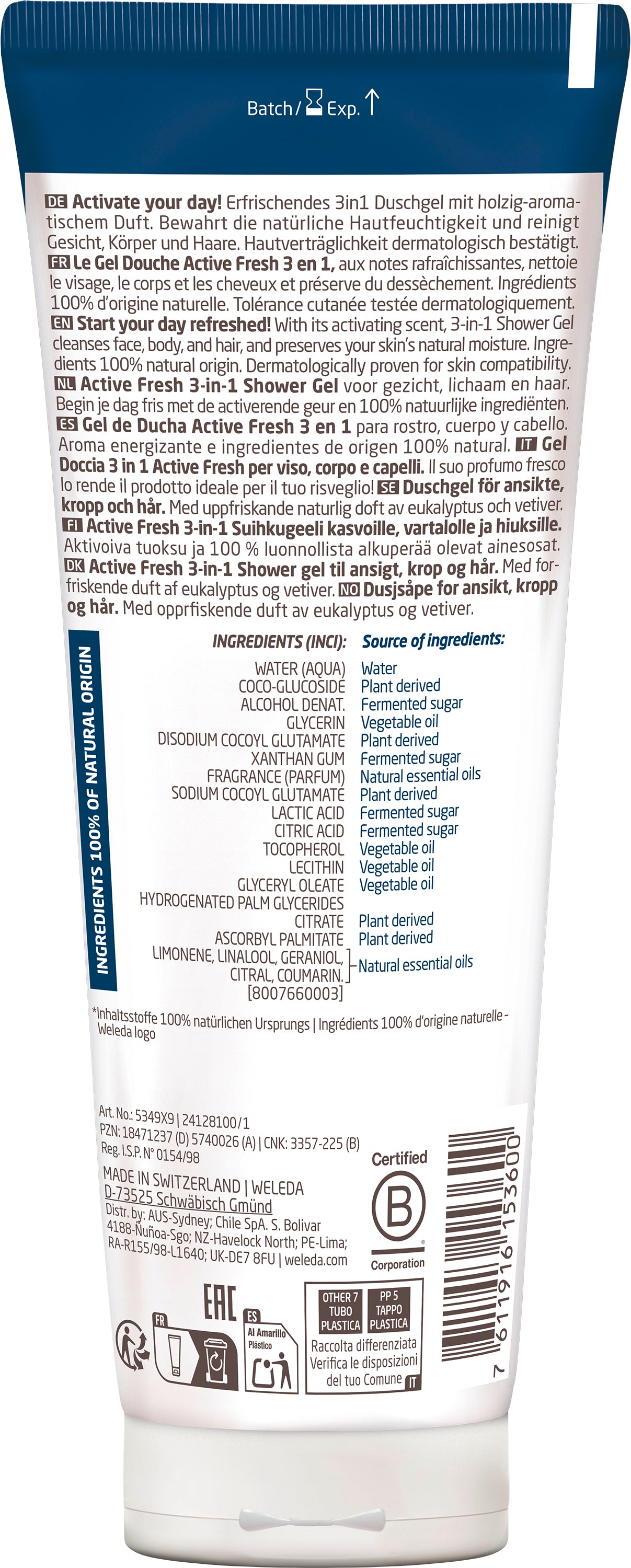Weleda - For Men Active Fresh 3in1 Shower Gel, 200 ml