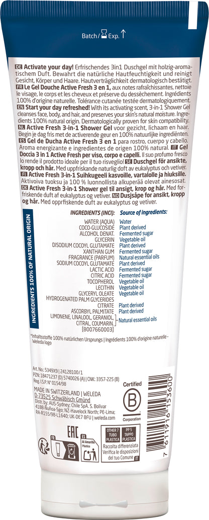 Weleda - For Men Active Fresh 3in1 Shower Gel, 200 ml