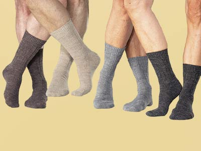 Saling Schafwolle Alpaka Socken dünn im Doppelpack (2 Paar)