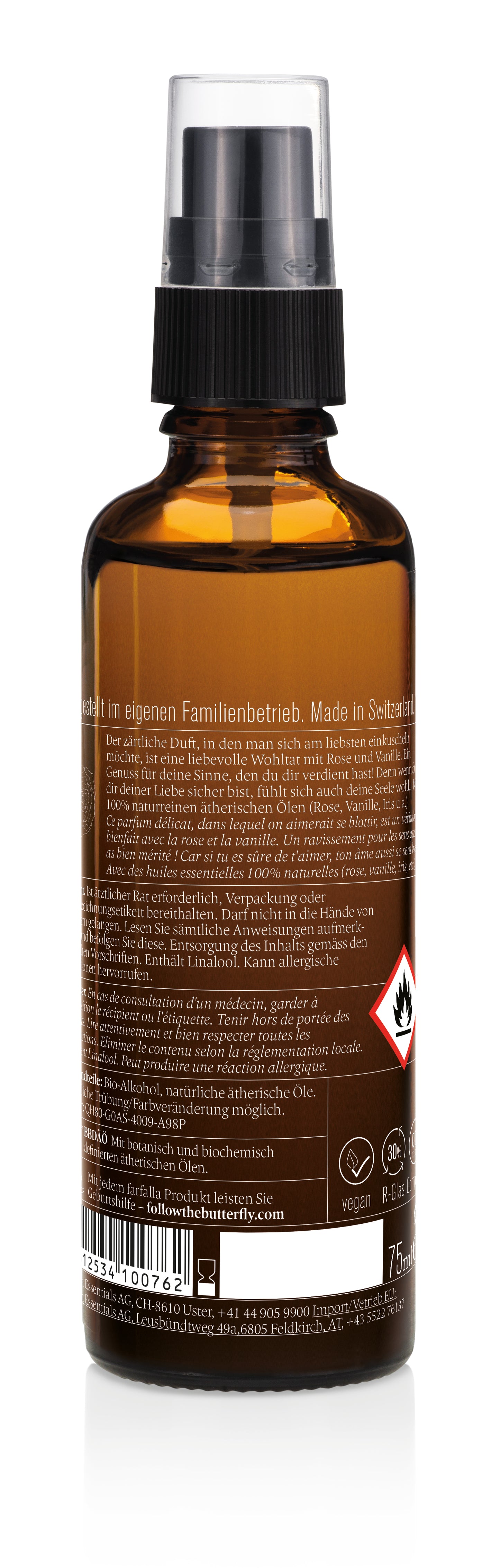 Farfalla – Geborgenheit, Rose, Liebe dich Bio-Raumspray, 75 ml