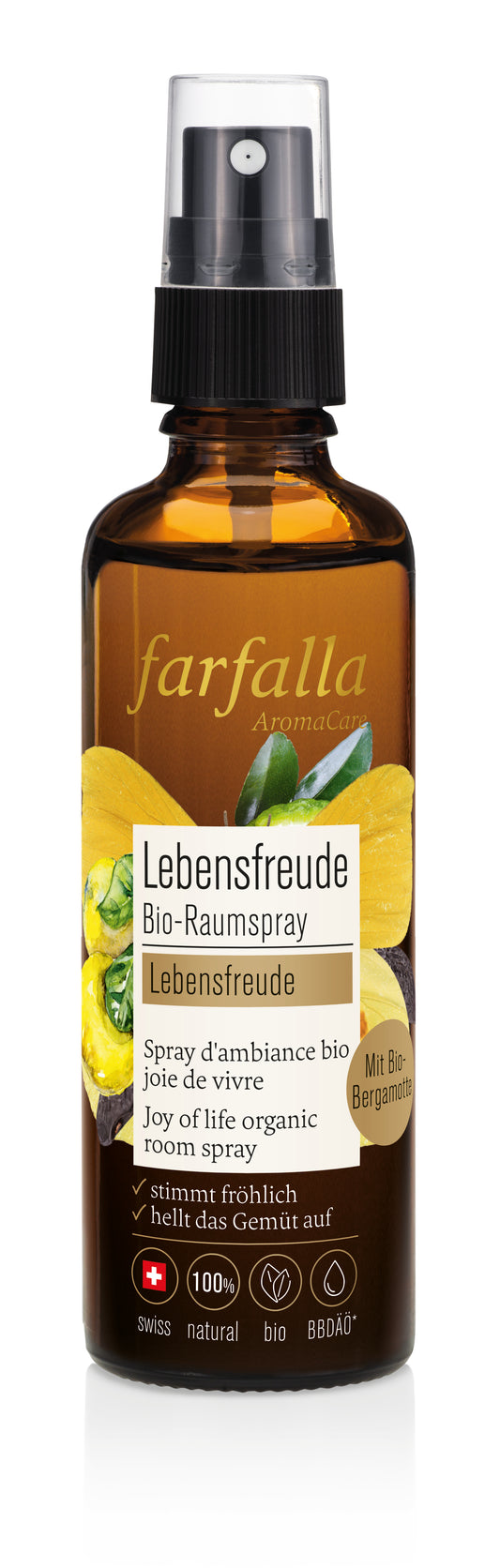 Farfalla – Lebensfreude, Bergamotte, Lebensfreude Bio-Raumspray, 75 ml