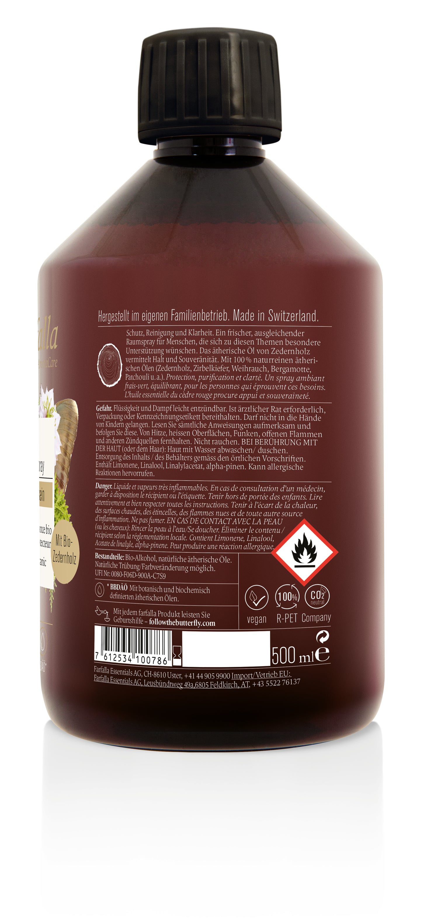 Farfalla – Nachfüllflasche Beschützt sein, Aura, Bio-Raumspray Schützend, 500 ml