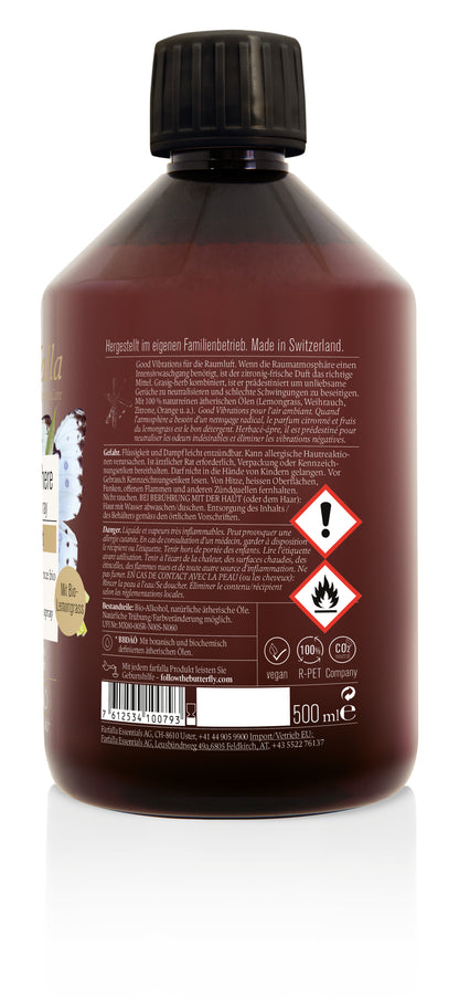 Farfalla – Nachfüllflasche Sei erfrischt, Lemongrass, Bio-Raumspray Atmosphère, 500 ml