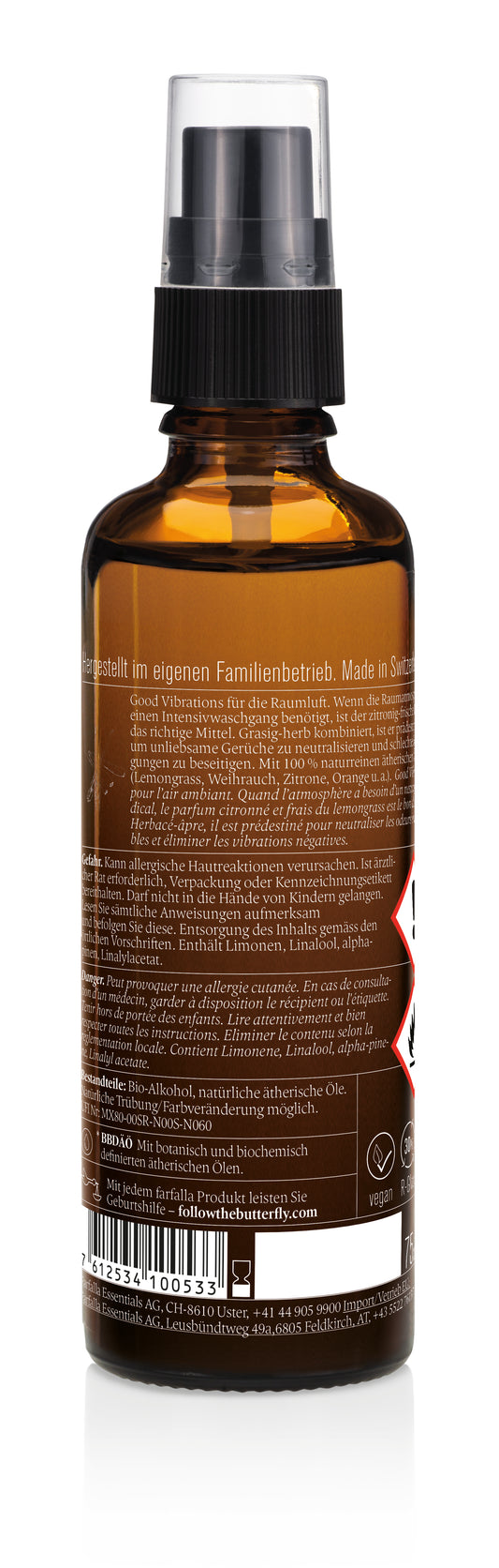 Farfalla – Sei erfrischt, Lemongrass, Atmosphère Bio-Raumspray, 75 ml