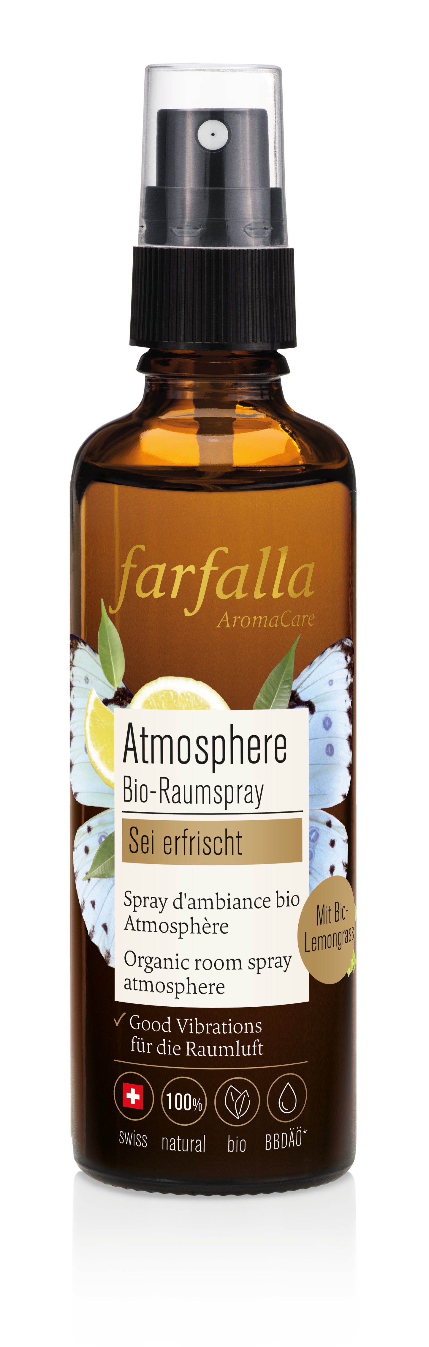 Farfalla – Sei erfrischt, Lemongrass, Atmosphère Bio-Raumspray, 75 ml