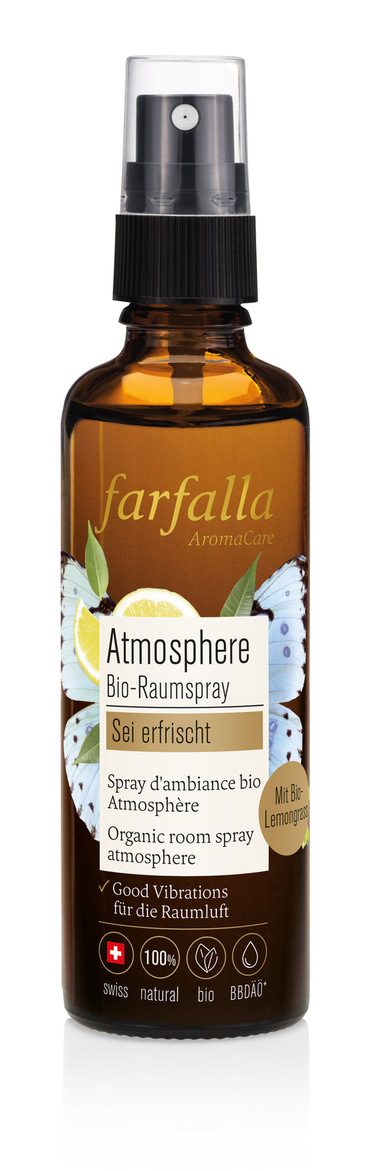 Farfalla – Sei erfrischt, Lemongrass, Atmosphère Bio-Raumspray, 75 ml