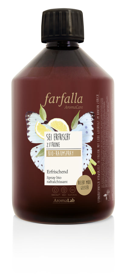 Farfalla – Nachfüllflasche Sei erfrischt, Zitrone, Bio-Raumspray Erfrischend, 500 ml
