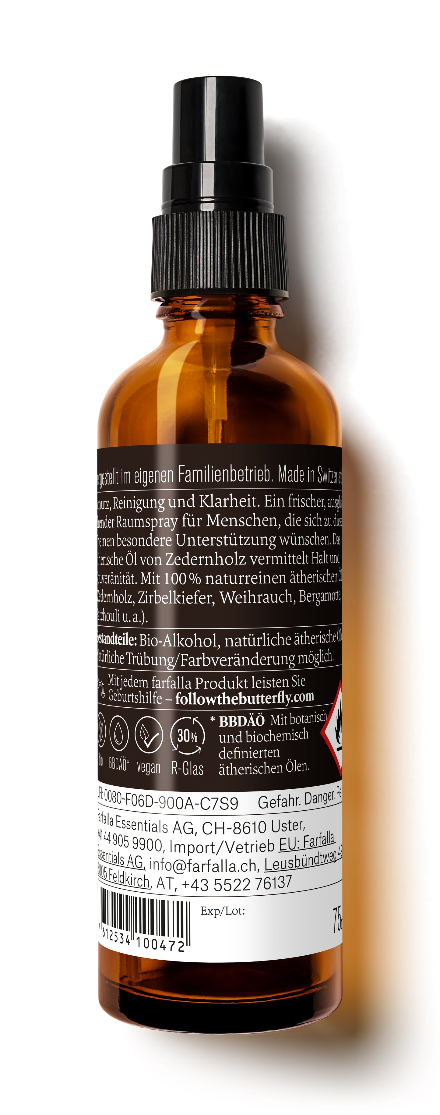 Farfalla – Beschützt sein, Aura, Schützender Bio-Raumspray, 75 ml