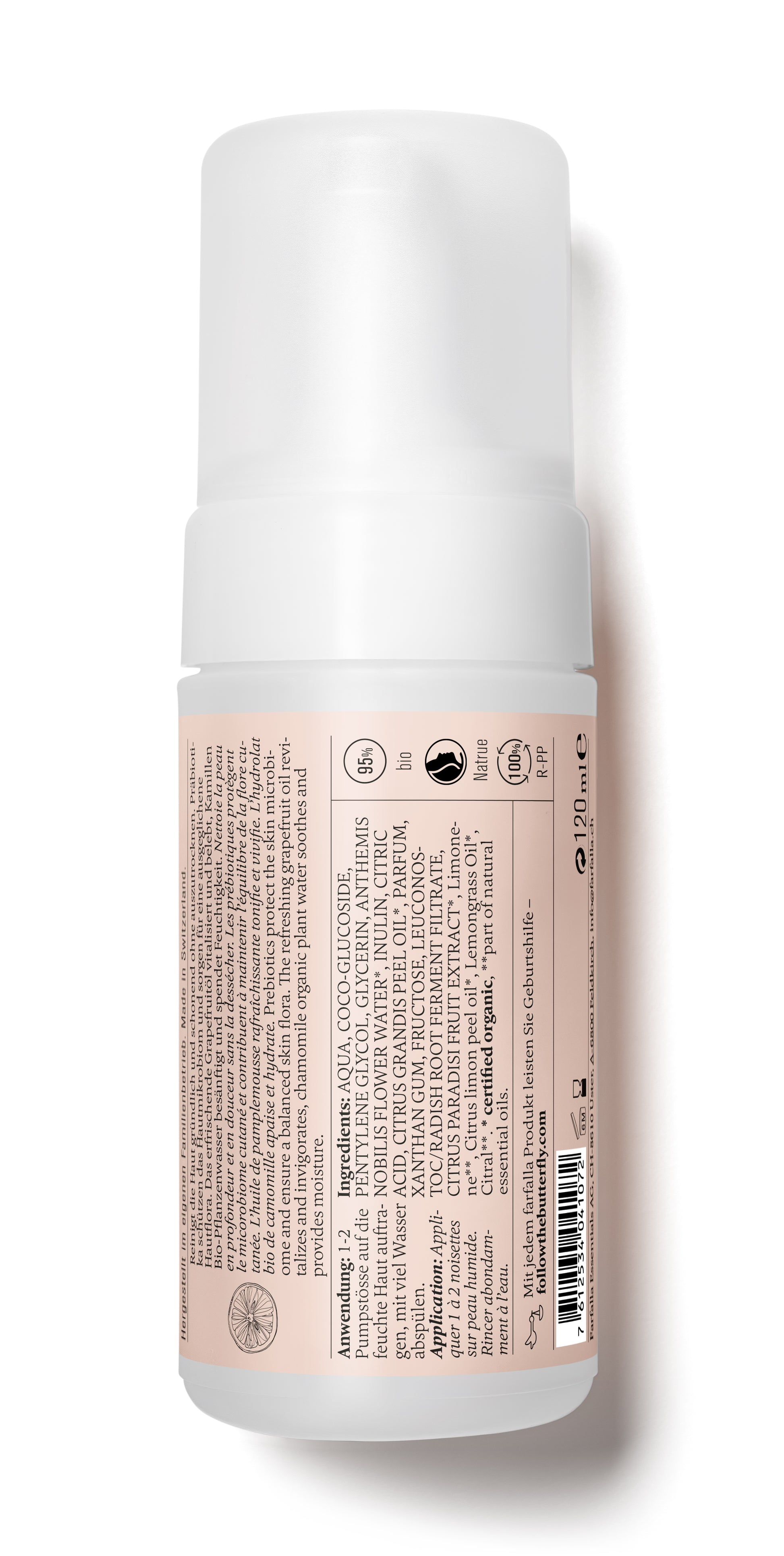 Grapefruit Soft Cleansing Foam, Cleansing Prebio, 120ml - Rückansicht