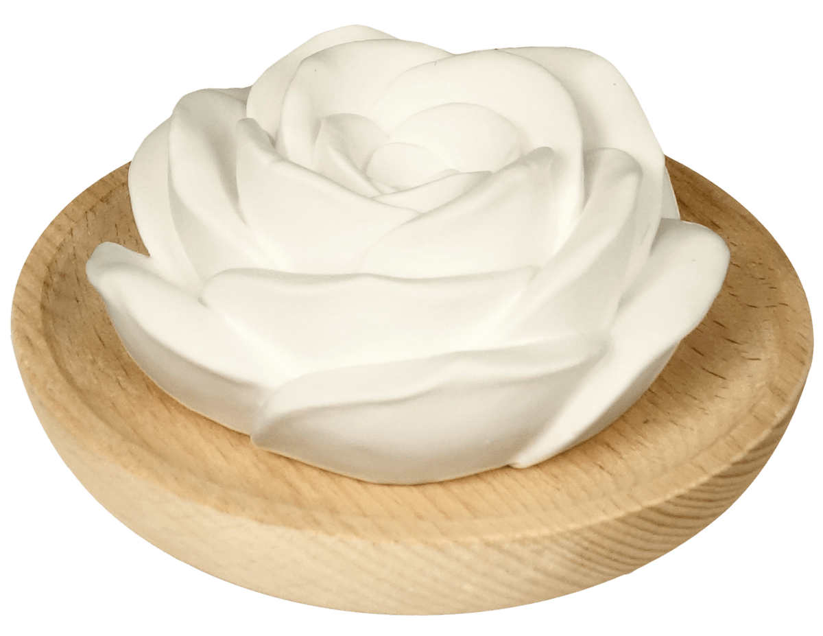Farfalla – Duftstein Rose mit Holzteller - Farfalla