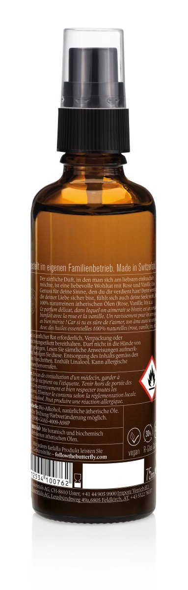 Farfalla – Geborgenheit, Rose, Liebe dich Bio-Raumspray, 75 ml - Farfalla