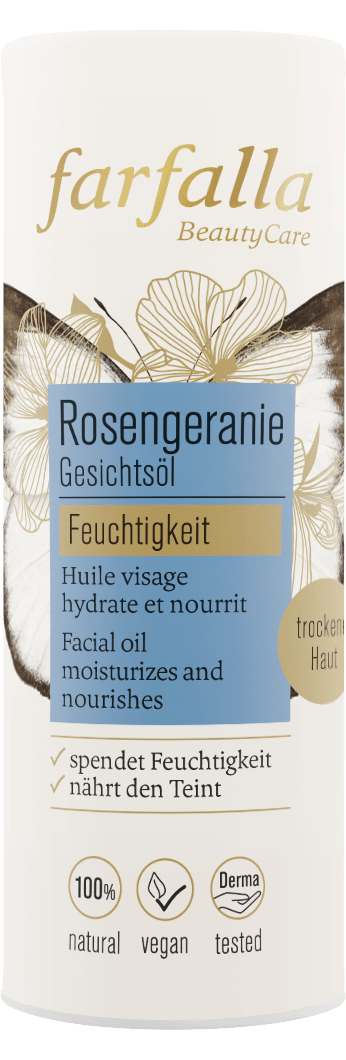 Farfalla – Gesichtsöl Rosengeranie, Feuchtigkeit, 15 ml - Farfalla
