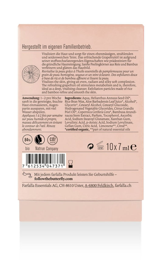 Farfalla Grapefruit Reinigung, Sanftes Peeling, Tray/Spender (10 x 7 ml) - Farfalla