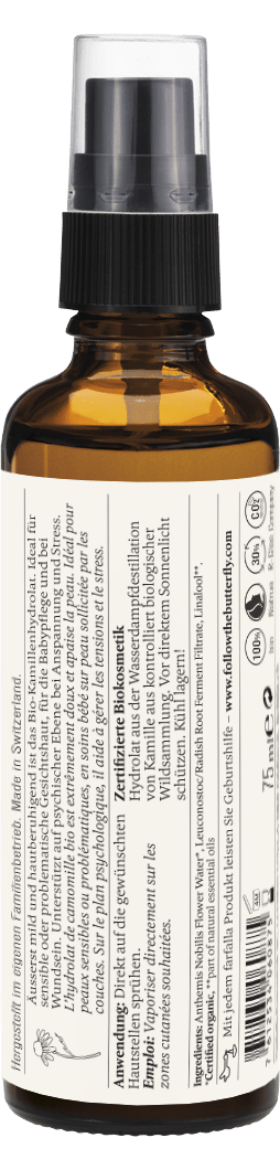 Farfalla – Kamille Bio-Pflanzenwasser, beruhigend, 75 ml - Farfalla