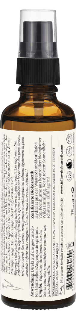 Farfalla – Kornblume Bio-Pflanzenwasser, beruhigend, 75 ml - Farfalla
