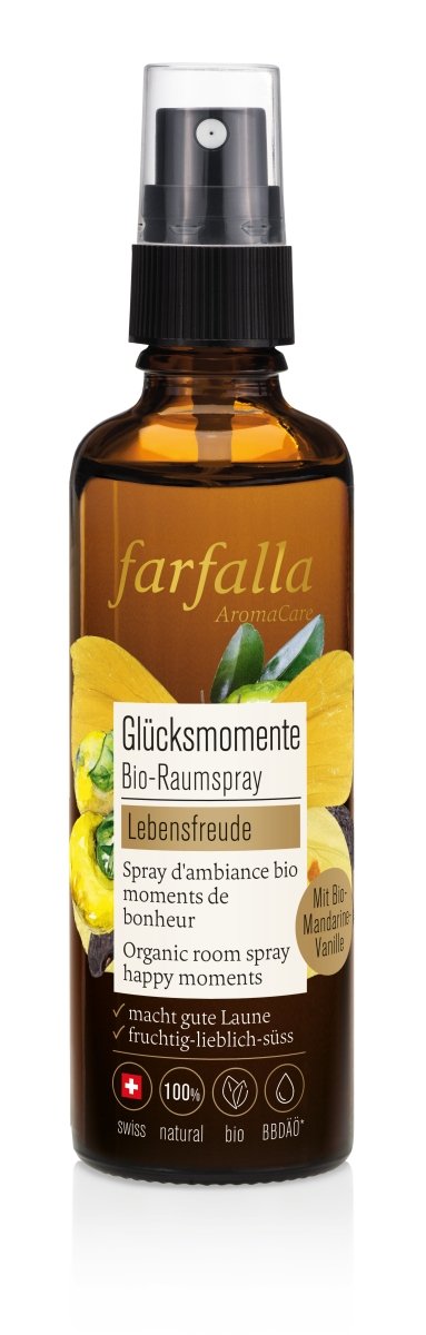 Farfalla – Lebensfreude, Vanille-Mandarine, Glücksmomente Bio-Raumspray, 75 ml - Farfalla