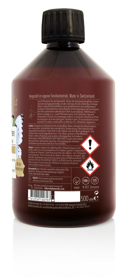 Farfalla – Nachfüllflasche Sei erfrischt, Lemongrass, Bio-Raumspray Atmosphère, 500 ml - Farfalla