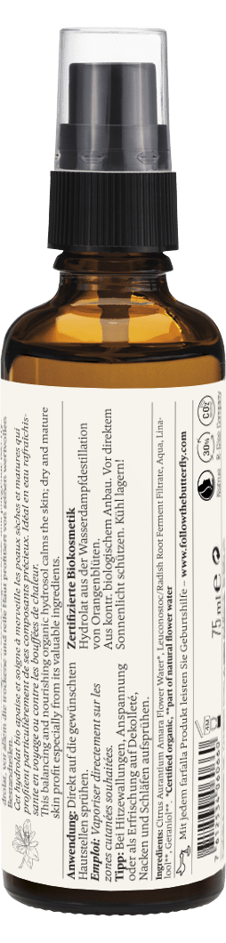 Farfalla – Orangenblüte Bio-Pflanzenwasser, Verwöhnzeit, 75 ml - Farfalla