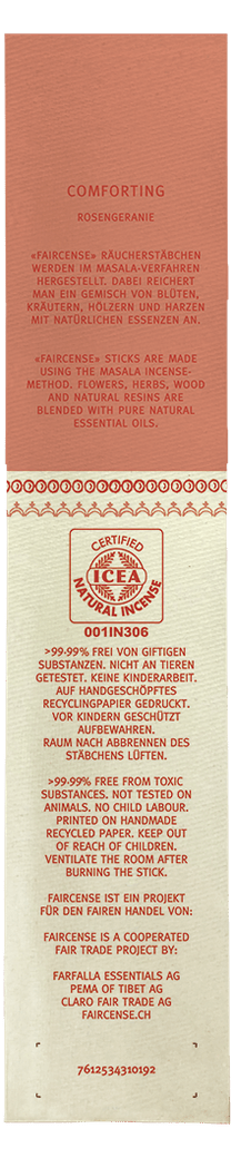 Farfalla Rosengeranie / Comforting, Faircense Räucherstäbchen - Farfalla