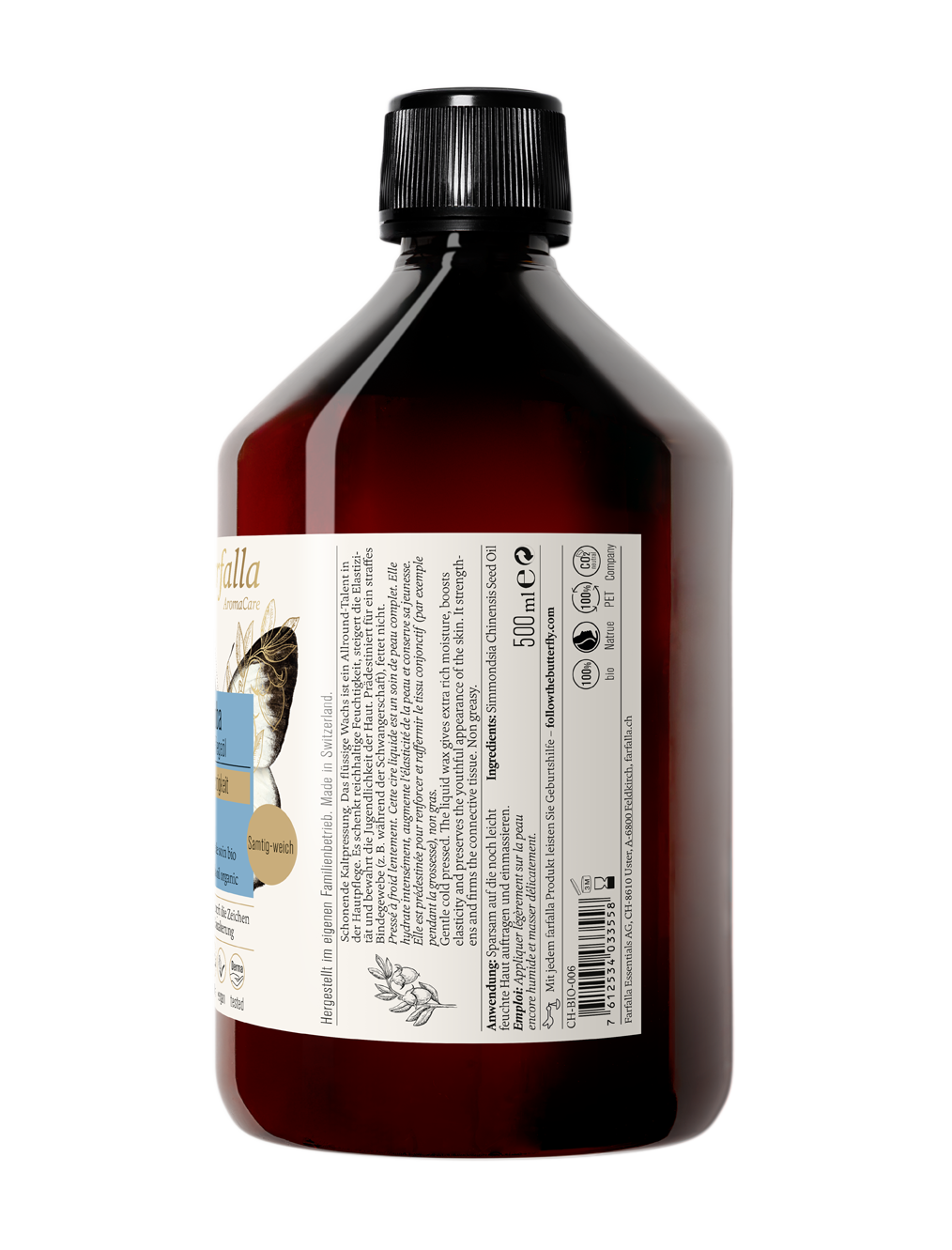 Farfalla – Jojoba Bio-Pflegeöl, Feuchtigkeit, 500 ml