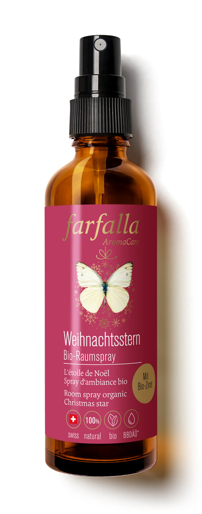 Farfalla – Weihnachtsstern, Zimt, Festlicher Bio-Raumspray, 75 ml