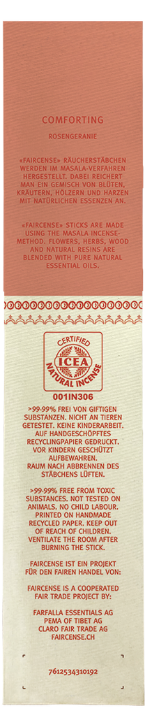 Farfalla Rosengeranie / Comforting, Faircense Räucherstäbchen