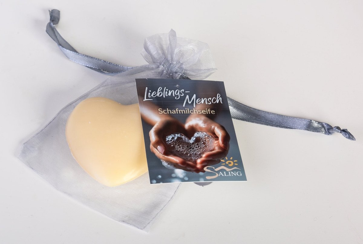 Saling Herz natur "Lieblingsmensch" im Organzasäckchen 65 g - Saling