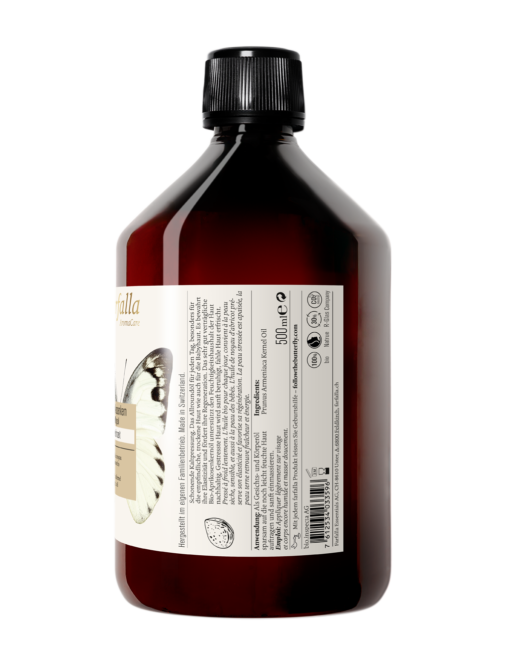 Farfalla – Aprikosenkern Bio-Pflegeöl, Verwöhnzeit, 500 ml